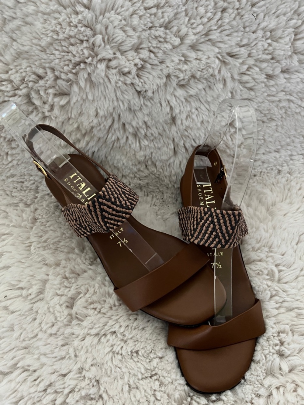 Italian Shoemakers Brown Woven-Strap Slingback Sandals..NWOT - Picture 3 of 6